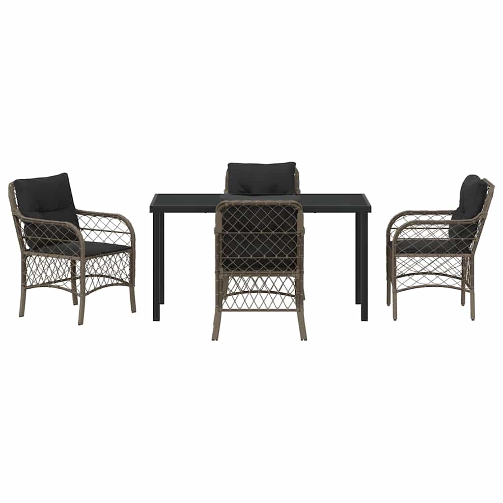 Garten Essgruppe mit Kissen 5 pcs Grau Poly-Rattan