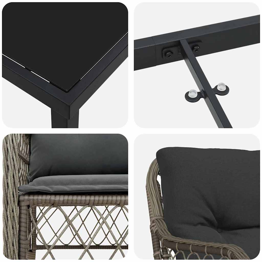 Garten Essgruppe mit Kissen 5 pcs Grau Poly-Rattan