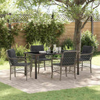 Garten Essgruppe mit Kissen 5 pcs Grau Poly-Rattan