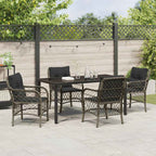 Garten Essgruppe mit Kissen 5 pcs Grau Poly-Rattan