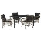 Garten Essgruppe mit Kissen 5 pcs Grau Poly-Rattan