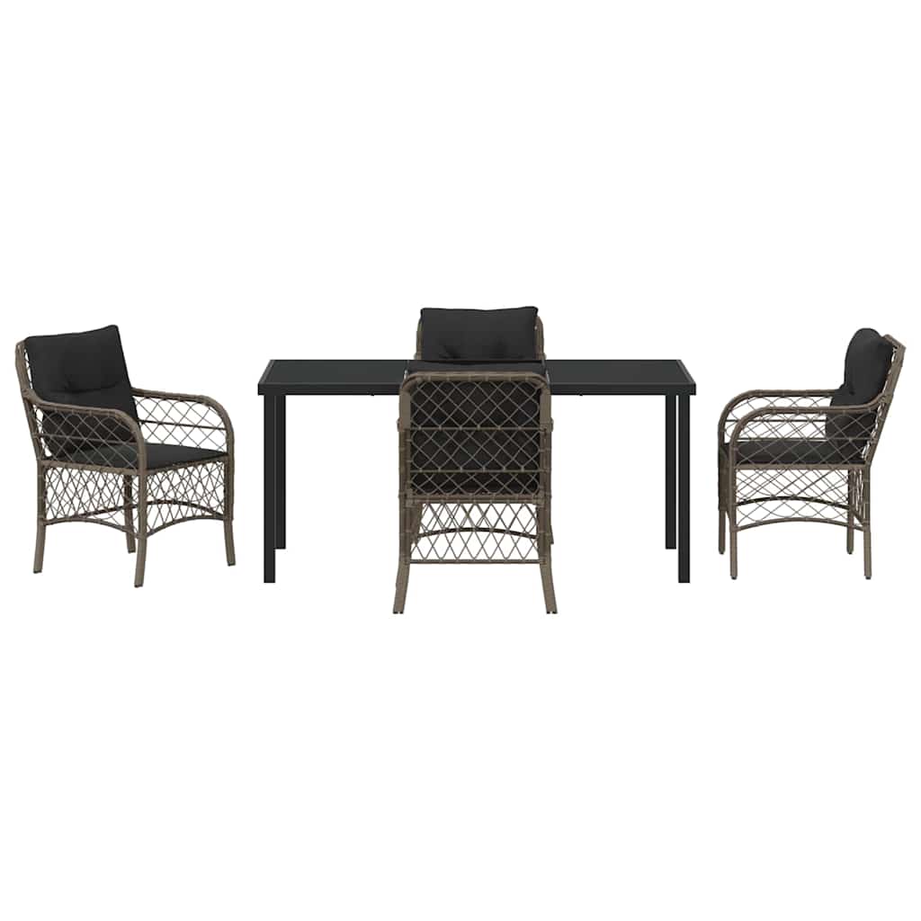 Garten Essgruppe mit Kissen 5 pcs Grau Poly-Rattan