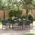 Garten Essgruppe mit Kissen 7 pcs Grau Poly-Rattan
