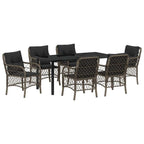 Garten Essgruppe mit Kissen 7 pcs Grau Poly-Rattan