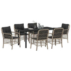 Garten Essgruppe mit Kissen 7 pcs Hellgrau Poly-Rattan