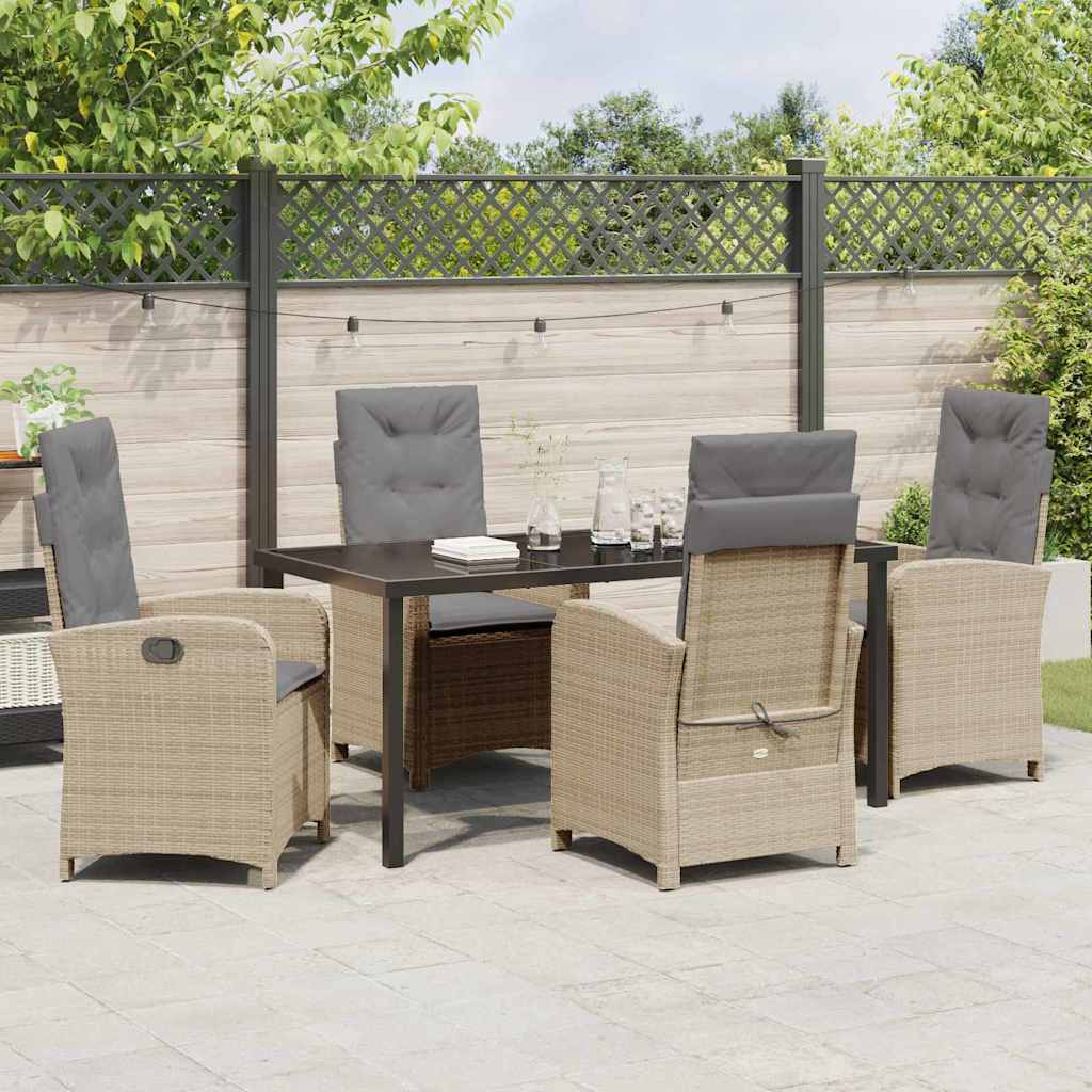 Garten Essgruppe mit Kissen 5 pcs Beige Poly-Rattan