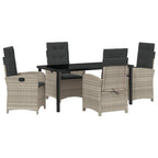 Garten Essgruppe mit Kissen 5 pcs Hellgrau Poly-Rattan