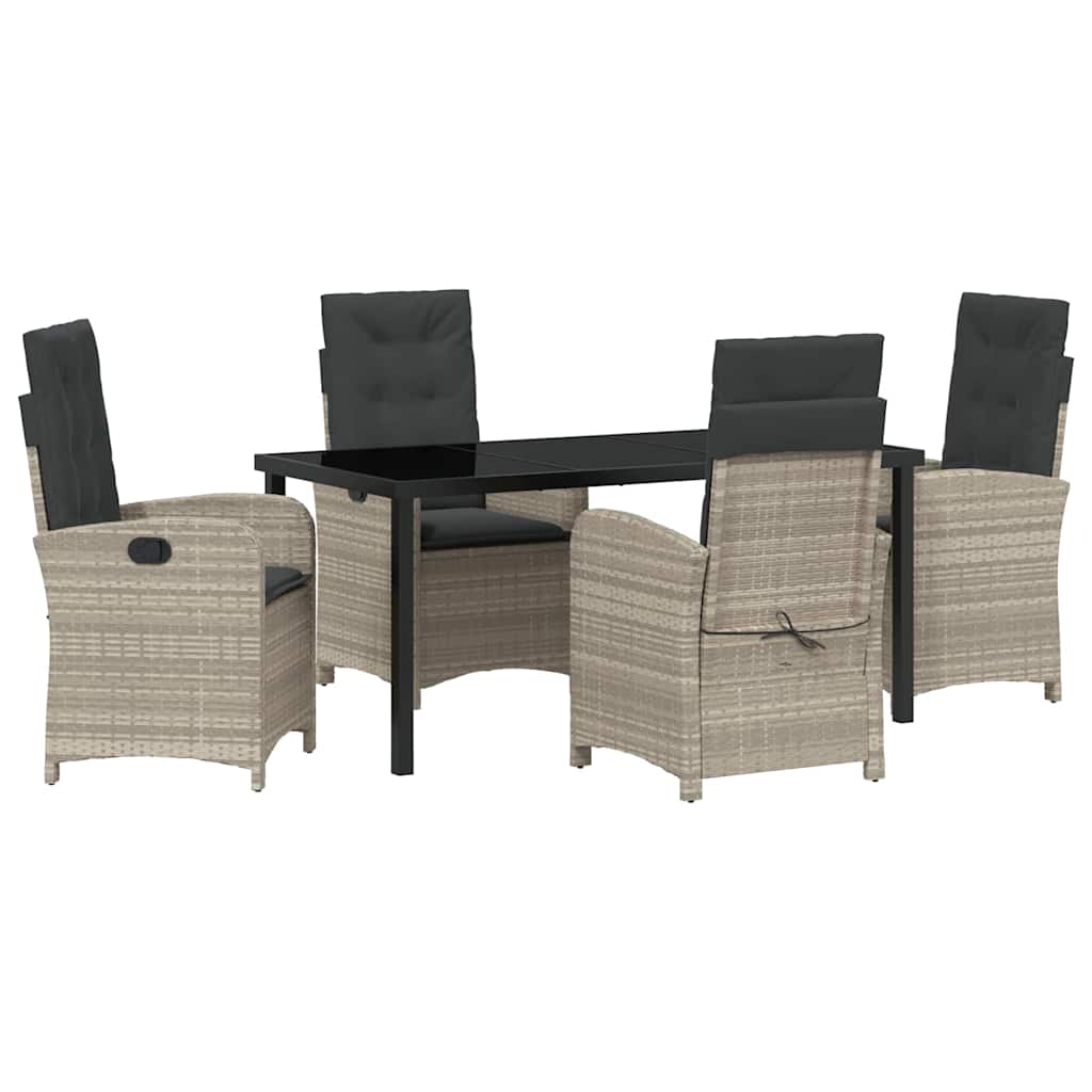 Garten Essgruppe mit Kissen 5 pcs Hellgrau Poly-Rattan