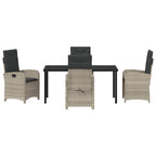 Garten Essgruppe mit Kissen 5 pcs Hellgrau Poly-Rattan