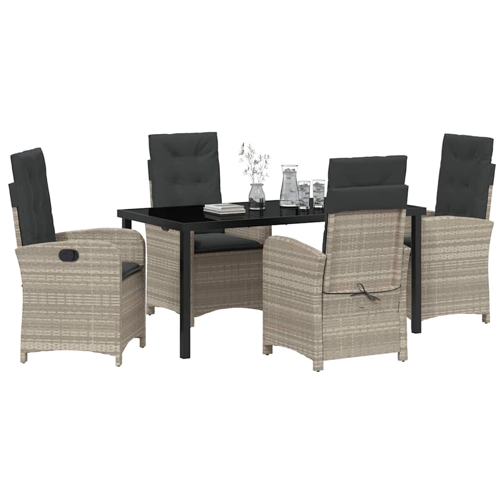 Garten Essgruppe mit Kissen 5 pcs Hellgrau Poly-Rattan