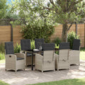 Garten Essgruppe mit Kissen 7 pcs Hellgrau Poly-Rattan
