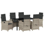 Garten Essgruppe mit Kissen 7 pcs Hellgrau Poly-Rattan