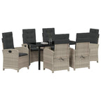 Garten Essgruppe mit Kissen 7 pcs Hellgrau Poly-Rattan