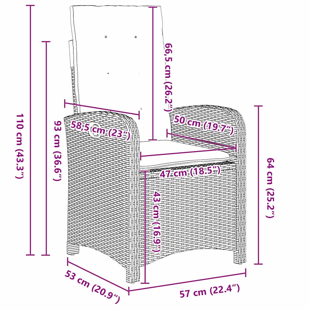 Garten Essgruppe mit Kissen 7 pcs Hellgrau Poly-Rattan