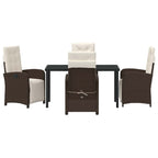 Garten Essgruppe mit Kissen 5 pcs Braun Poly-Rattan
