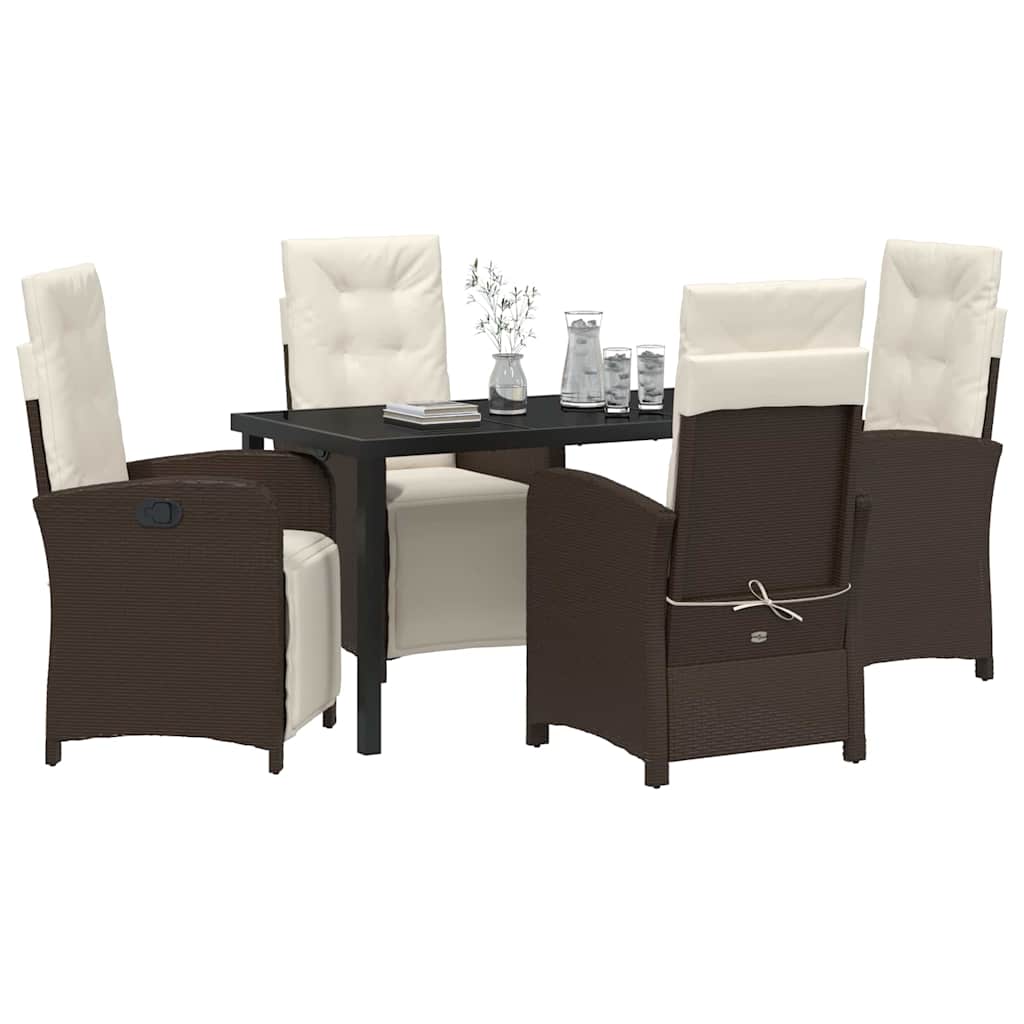 Garten Essgruppe mit Kissen 5 pcs Braun Poly-Rattan