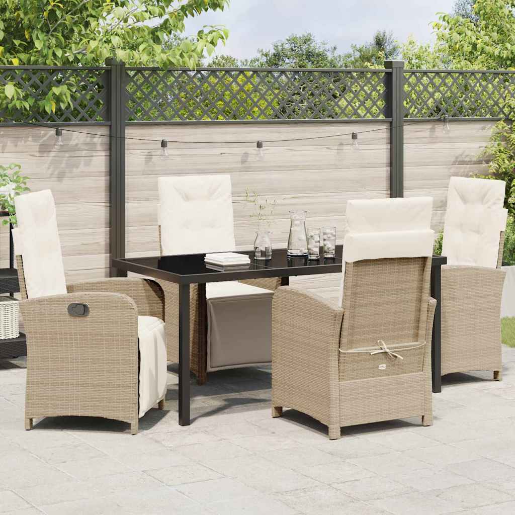 Garten Essgruppe mit Kissen 5 pcs Beige Poly-Rattan