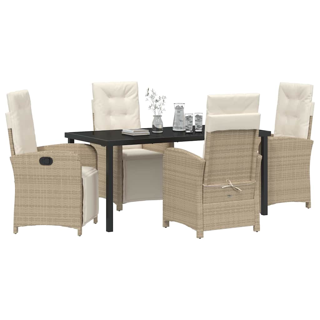 Garten Essgruppe mit Kissen 5 pcs Beige Poly-Rattan