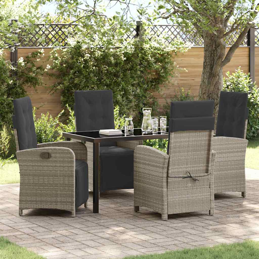 Garten Essgruppe mit Kissen 5 pcs Hellgrau Poly-Rattan