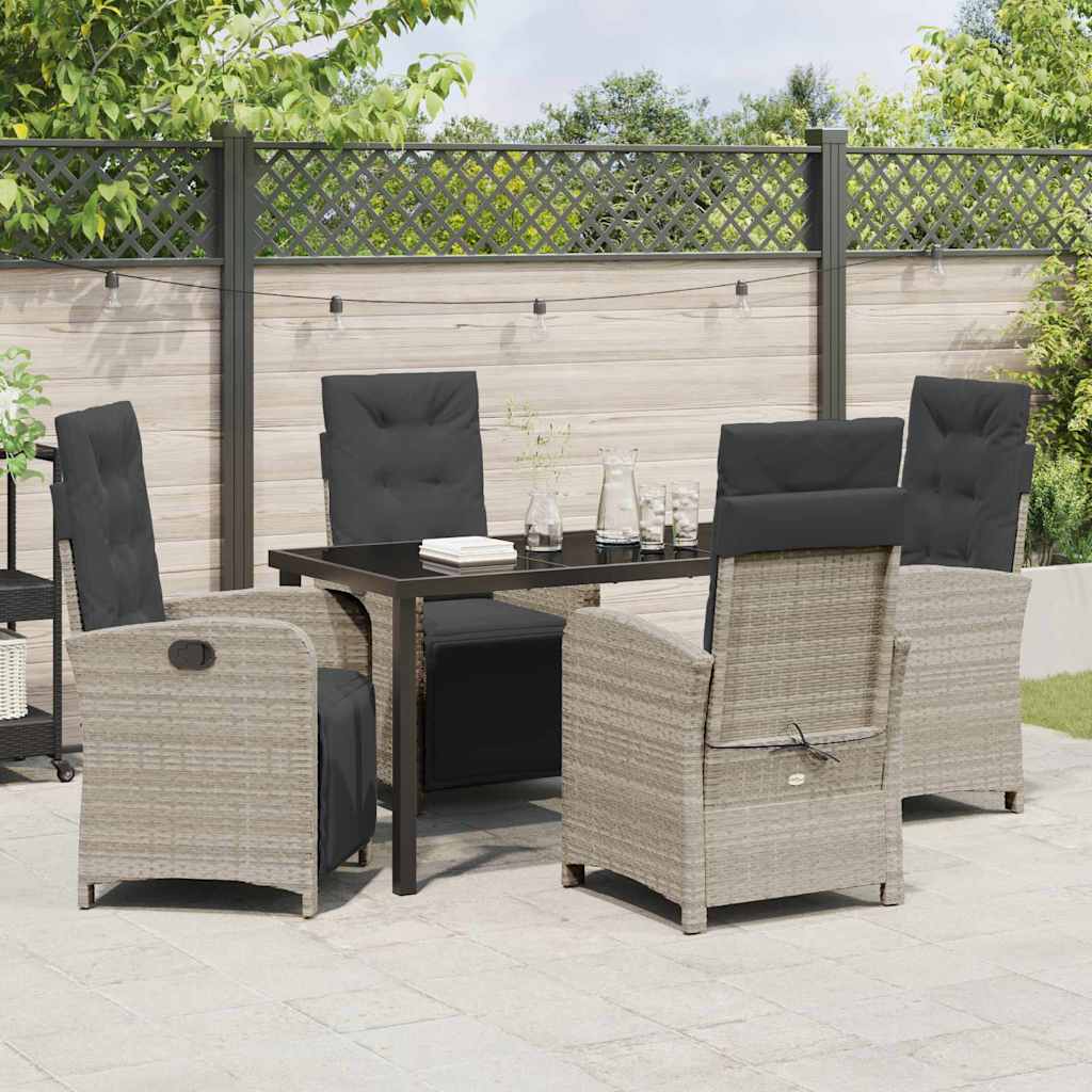 Garten Essgruppe mit Kissen 5 pcs Hellgrau Poly-Rattan