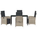 Garten Essgruppe mit Kissen 5 pcs Hellgrau Poly-Rattan