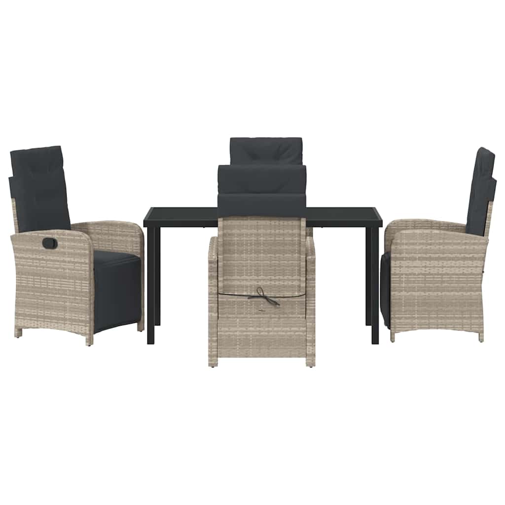 Garten Essgruppe mit Kissen 5 pcs Hellgrau Poly-Rattan