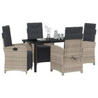 Garten Essgruppe mit Kissen 5 pcs Hellgrau Poly-Rattan