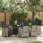 Garten Essgruppe mit Kissen 7 pcs Hellgrau Poly-Rattan