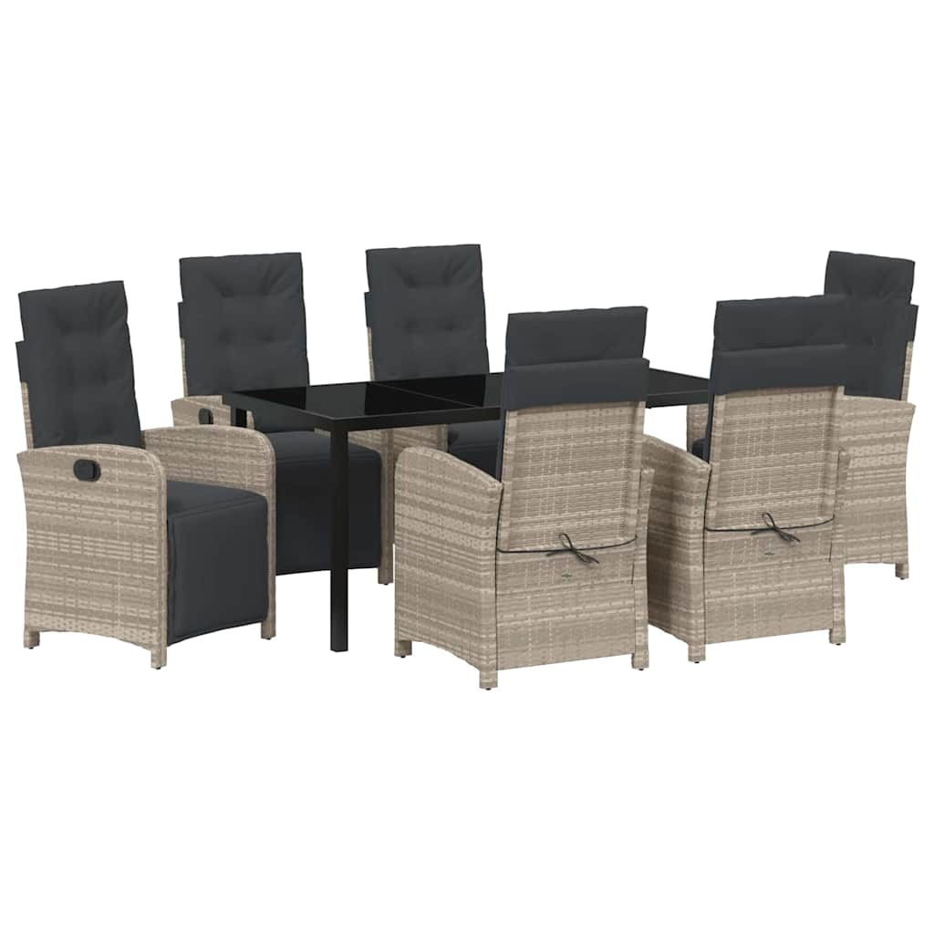 Garten Essgruppe mit Kissen 7 pcs Hellgrau Poly-Rattan