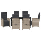 Garten Essgruppe mit Kissen 7 pcs Hellgrau Poly-Rattan