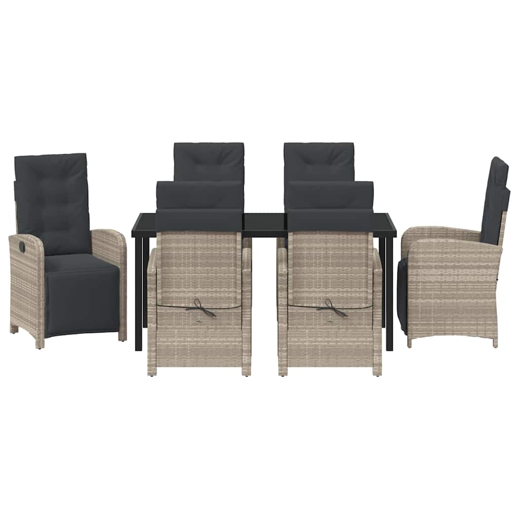 Garten Essgruppe mit Kissen 7 pcs Hellgrau Poly-Rattan