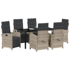 Garten Essgruppe mit Kissen 7 pcs Hellgrau Poly-Rattan