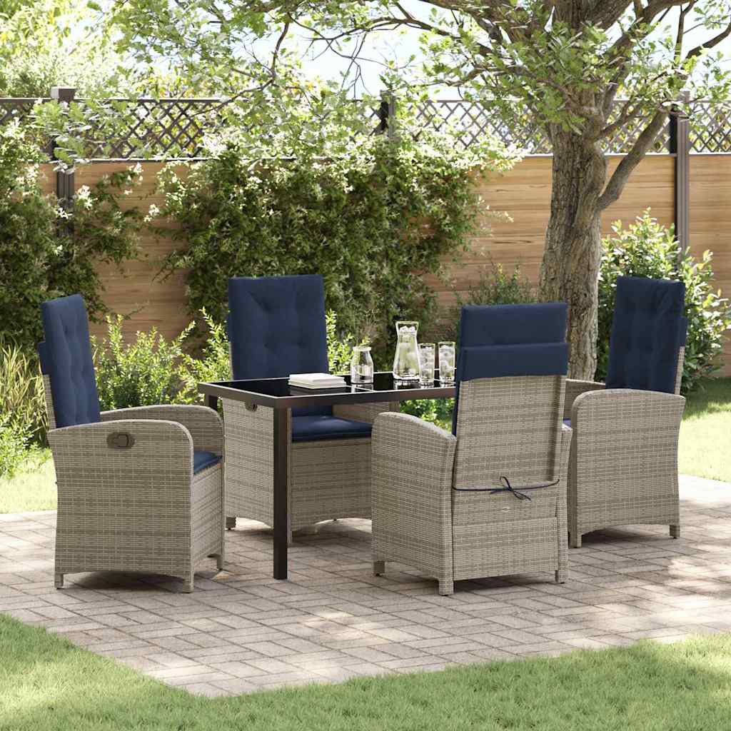 Garten Essgruppe mit Kissen 5 pcs Grau Poly-Rattan