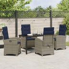 Garten Essgruppe mit Kissen 5 pcs Grau Poly-Rattan