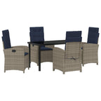 Garten Essgruppe mit Kissen 5 pcs Grau Poly-Rattan