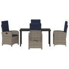 Garten Essgruppe mit Kissen 5 pcs Grau Poly-Rattan