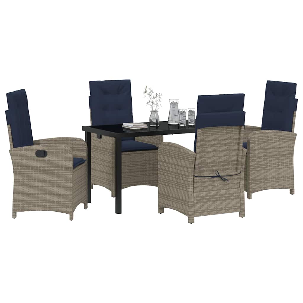 Garten Essgruppe mit Kissen 5 pcs Grau Poly-Rattan