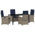 Garten Essgruppe mit Kissen 5 pcs Grau Poly-Rattan