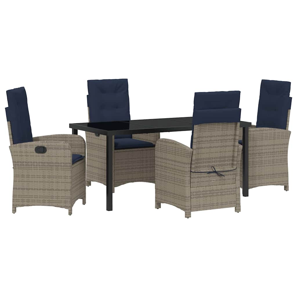 Garten Essgruppe mit Kissen 5 pcs Grau Poly-Rattan