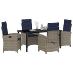 Garten Essgruppe mit Kissen 5 pcs Grau Poly-Rattan
