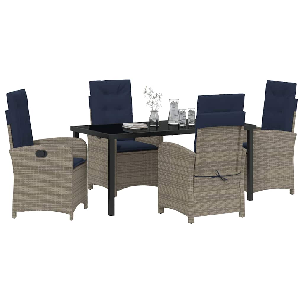 Garten Essgruppe mit Kissen 5 pcs Grau Poly-Rattan