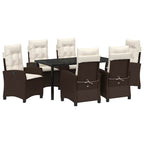 Garten Essgruppe mit Kissen 7 pcs Braun Poly-Rattan