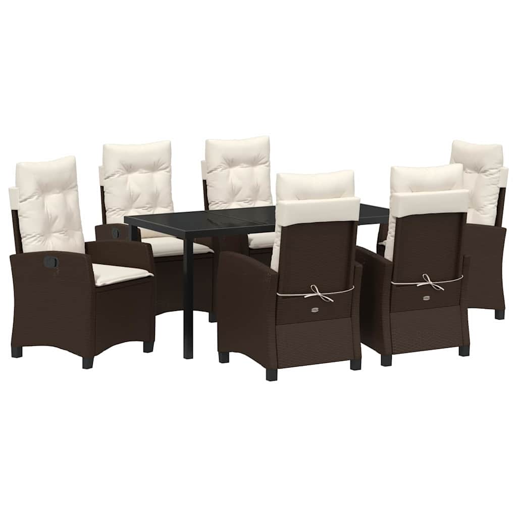 Garten Essgruppe mit Kissen 7 pcs Braun Poly-Rattan