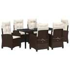 Garten Essgruppe mit Kissen 7 pcs Braun Poly-Rattan