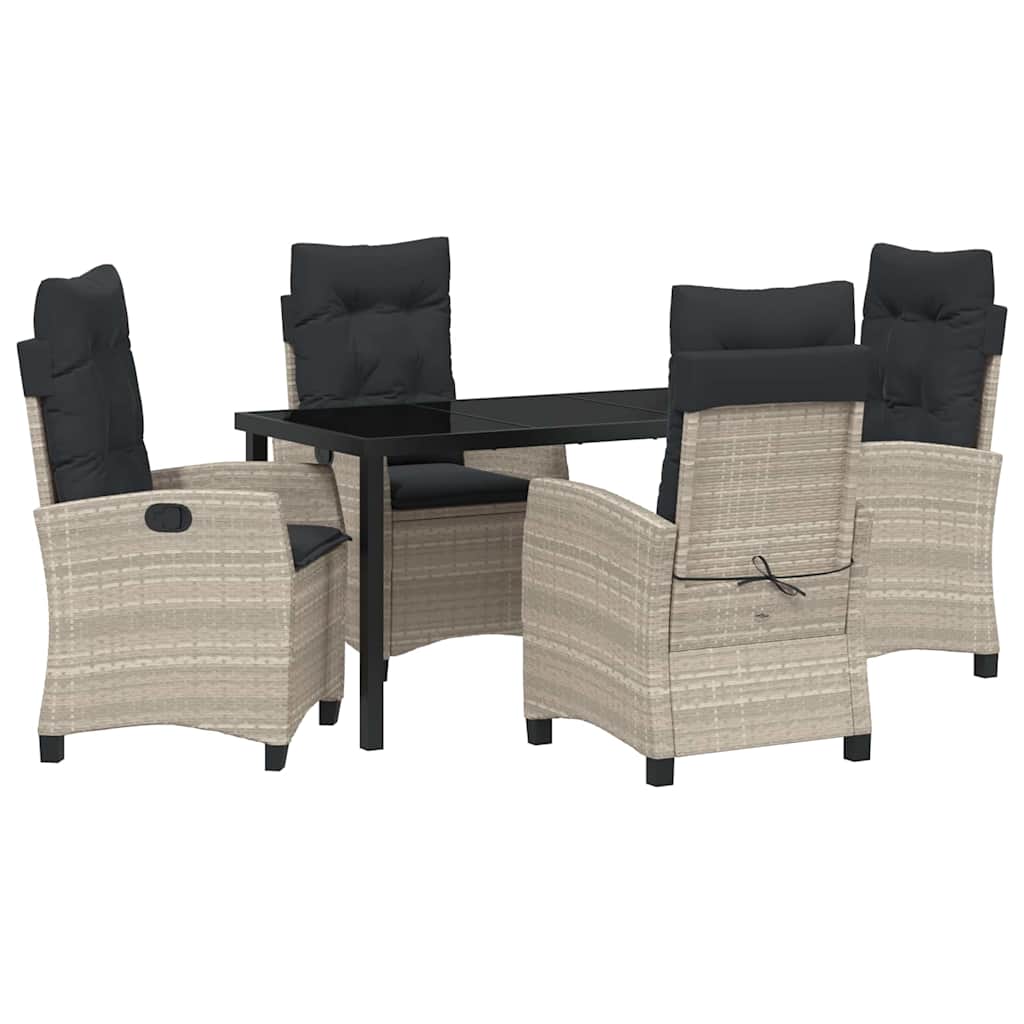 Garten Essgruppe mit Kissen 5 pcs Hellgrau Poly-Rattan