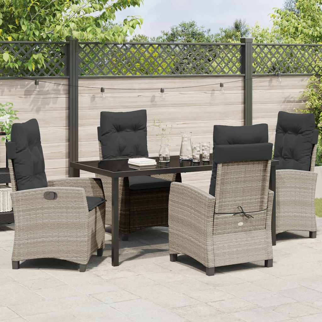 Garten Essgruppe mit Kissen 5 pcs Hellgrau Poly-Rattan