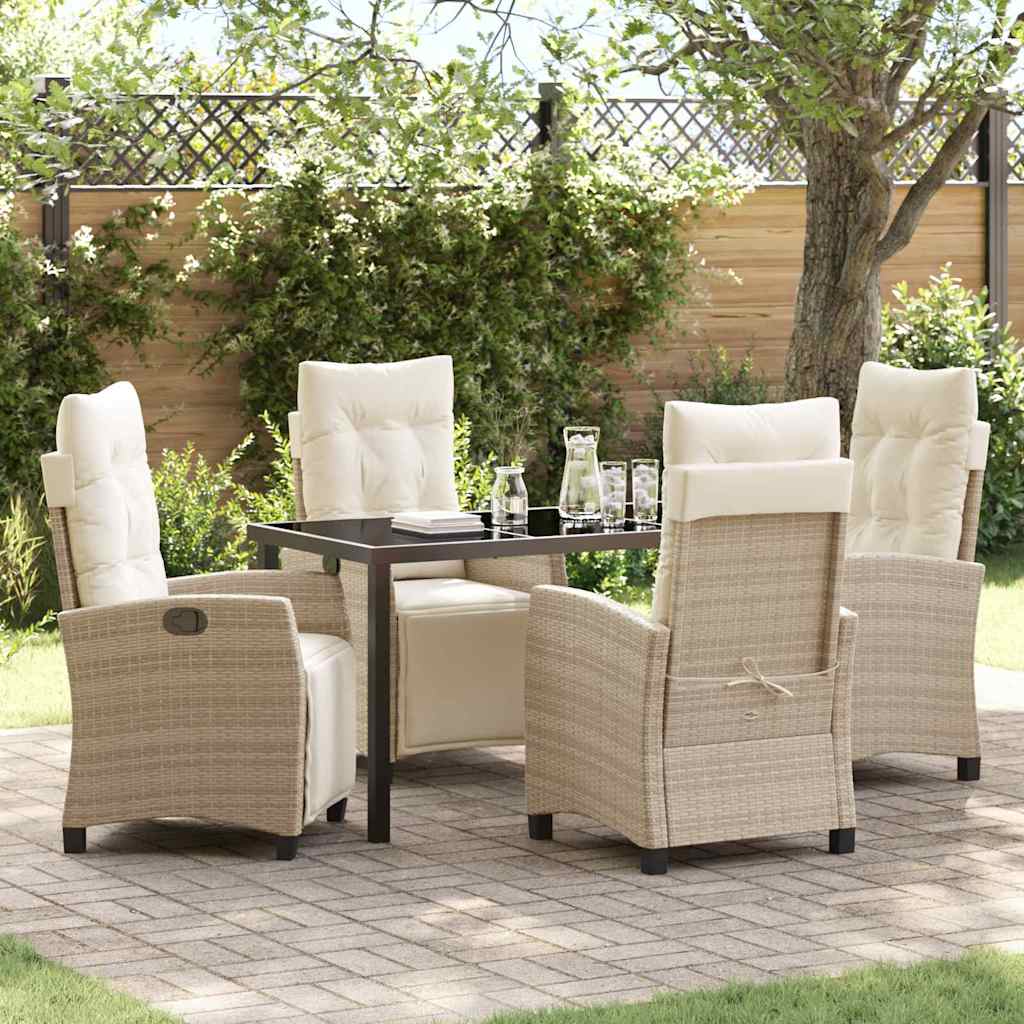 Garten Essgruppe mit Kissen 5 pcs Beige Poly-Rattan