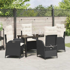 Garten Essgruppe mit Kissen 5 pcs Schwarz Poly-Rattan