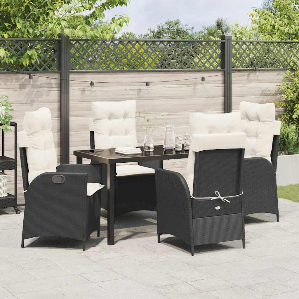 Garten Essgruppe mit Kissen 5 pcs Schwarz Poly-Rattan