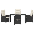 Garten Essgruppe mit Kissen 5 pcs Schwarz Poly-Rattan